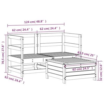 3-delige Loungeset massief douglas vurenhout