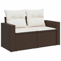 9-delige Loungeset met kussens poly rattan bruin - thumbnail