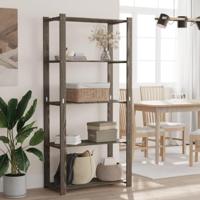 VidaXL Opbergrek 5-laags 80x38x170 cm massief grenenhout grijs - thumbnail