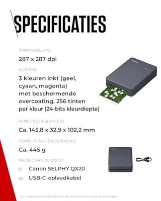 Canon SELPHY QX20 donkergrijs
