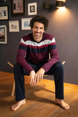 Hajo heren pyjama strepen rood