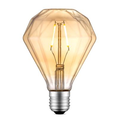 Edison Vintage LED filament lichtbron Diamond - Amber - D95 9.5/9.5/13.5cm - geschikt voor E27 fitting - 2W 180lm 2700K - warm wit licht