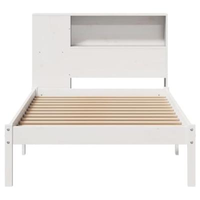 Bed met boekenkast zonder matras grenenhout wit 100x200 cm