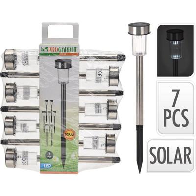 Pro Garden solarlamp 360mm rvs set van 7stuks
