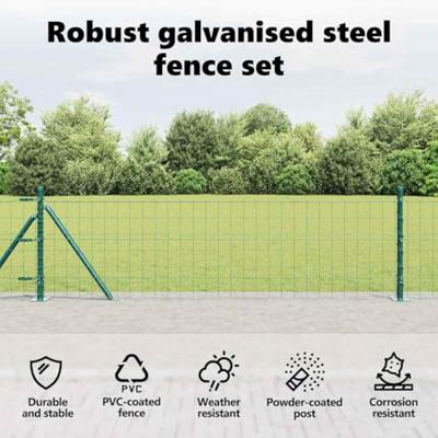 VidaXL Hek met paal groen 0,8 x 10 m staal en pvc