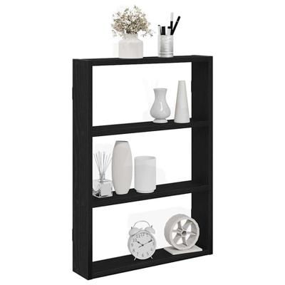 Wandschap 43x9x60 cm bewerkt hout zwart