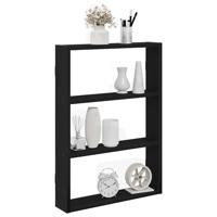 Wandschap 43x9x60 cm bewerkt hout zwart - thumbnail