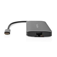 USB Multi-Port Adapter | USB 3.2 Gen 1 | USB-C Male | HDMI Output / Micro SD / RJ45 Female / SD / USB-C Female / 3x USB-A Female | 5 Gbps | 0.20 m | Rond | Verguld | PVC | Antraciet - thumbnail