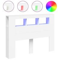 Hoofdeinde met LED 140x18,5x103,5 cm bewerkt hout wit - thumbnail