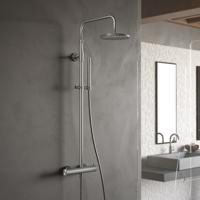 Regendoucheset Hotbath Archie Opbouw Rond Geborsteld RVS Thermostaatkraan Regendouche Handdouche 2 Greeps - thumbnail