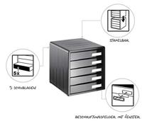 Rotho Timeless Buro Ladenbak 5 Dichte Lades Antraciet - thumbnail