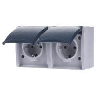 Busch-Jaeger 20/2 EW-53 Ocean (opbouw) Wandcontactdoos dubbel spatwaterdicht Blauw, Groen - thumbnail