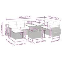 9-delige Loungeset met kussens poly rattan beige - thumbnail