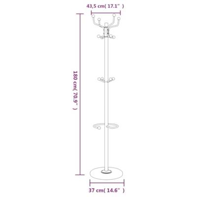 VidaXL Kapstok met parapluhouder 180 cm gepoedercoat ijzer wit