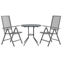 3-delige Tuinset verstelbaar gepoedercoat staal antraciet - thumbnail