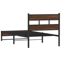 Bedframe zonder matras metaal bruin eikenkleurig 75x190 cm - thumbnail