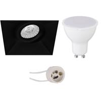 LED Spot Set - Pragmi Nivas Pro - GU10 Fitting - Dimbaar - Inbouw Vierkant - Mat Zwart - 6W - Natuurlijk Wit 4200K - Trimless - Kantelbaar - 150mm - thumbnail