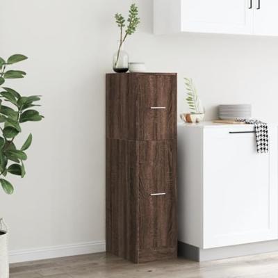 Apothekerskast 30x41x118 cm bewerkt hout bruin eikenkleurig