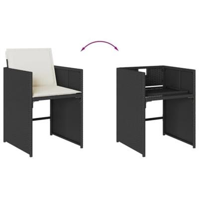 Tuinstoelen 4 st met kussens poly rattan zwart - thumbnail