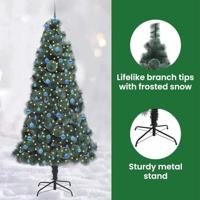 VidaXL Kunstmatige voorverlichte kerstboom met ballenset groen 240 cm - thumbnail