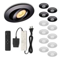 Set LED-inbouwspot met afstandsbediening Piccolo zwart 3W dimbaar IP44 1-12 stuks - thumbnail