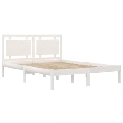 Bedframe massief hout wit 140x190 cm