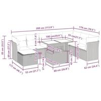 9-delige Loungeset met kussens poly rattan lichtgrijs - thumbnail