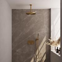 Brauer Gold Edition Thermostatische Regendoucheset Inbouw - Hoofddouche 30 cm - Met Drukknoppen - Handdouche Staaf - Doucheslang - Wandaansluitbocht - Geborsteld Goud - thumbnail