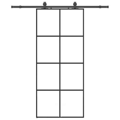 Schuifdeur met beslagset 90x205 cm ESG glas zwart