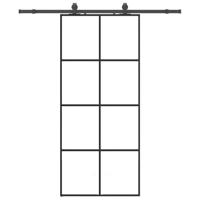 Schuifdeur met beslagset 90x205 cm ESG glas zwart - thumbnail