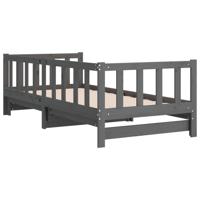 Slaapbank uitschuifbaar massief grenenhout grijs 2x(90x190) cm - thumbnail