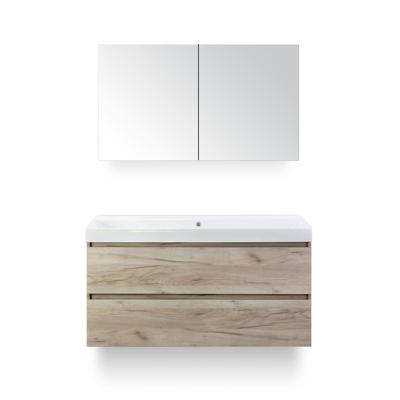 Maxx XL Badmeubelset 120 cm - Craft Oak - Wastafel Just Enkel Zonder kraangat - met Spiegelkast