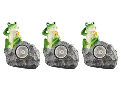 LIVARNO home LED-solarlampen (3 stuks grijs met kikker)