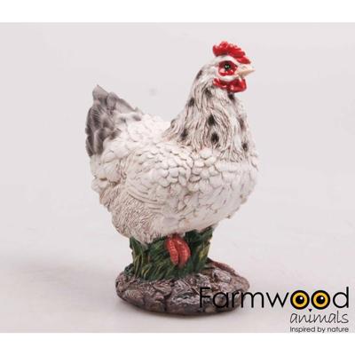 Farmwood Animals Tuinbeeld kip met kuiken wit 15x11x20cm