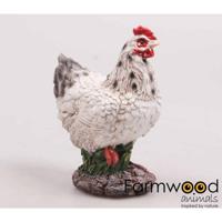 Farmwood Animals Tuinbeeld kip met kuiken wit 15x11x20cm - thumbnail