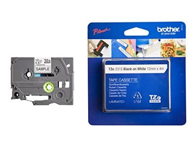 Labeltape Brother TZe, TZ TZe-231S Tapekleur: Wit Tekstkleur:Zwart 12 mm 4 m