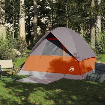 VidaXL Koepeltent 4-persoons waterdicht grijs en oranje VidaXL Koepeltent 4-persoons waterdicht grijs en oranje
