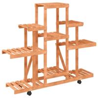 Plantenstandaard met wielen 110x25x101 cm massief vurenhout - thumbnail