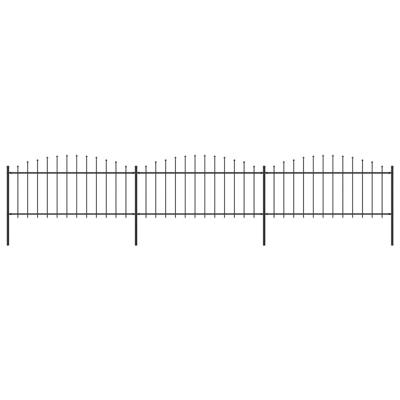 Tuinhek met speren bovenkant (0,5-0,75)x5,1 m staal zwart