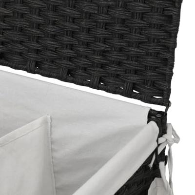 VidaXL Wasmand op wielen 60x35x60,5 cm rattan zwart