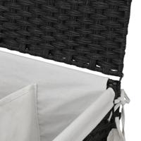 VidaXL Wasmand op wielen 60x35x60,5 cm rattan zwart - thumbnail