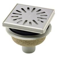 Doucheput Aquaberg ABS Vloerput Opzetstuk Bezand RVS Rooster Onderuitlaat 50mm Verstelbaar 146x146mm PPC Reukafsluiter Reukslot 50mm - thumbnail