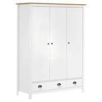 Kledingkast Hill 3 deuren 127x50x170 cm massief grenenhout wit - thumbnail