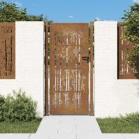 VidaXL Poort met bamboe-ontwerp 105x205 cm cortenstaal - thumbnail