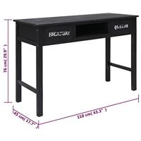 Wandtafel 110x45x76 cm hout zwart - thumbnail