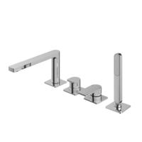 Hotbath Gal Badrandcombinatie één hendel mengkraan met draaibare uitloop en 2 functies omstel chroom GL073CR - thumbnail