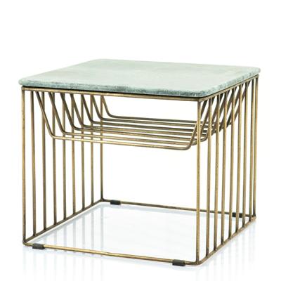 By-Boo Bijzettafel 'Caesar' 43 x 50cm, kleur Groen Marmer