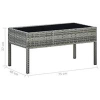 Tuintafel 75x40x37 cm poly rattan grijs - thumbnail
