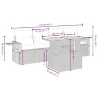 5-delige Loungeset met kussens poly rattan zwart - thumbnail