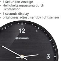BRESSER MyTime LEDsec wandklok 24 cm met temperatuurweergave (zwart) - thumbnail